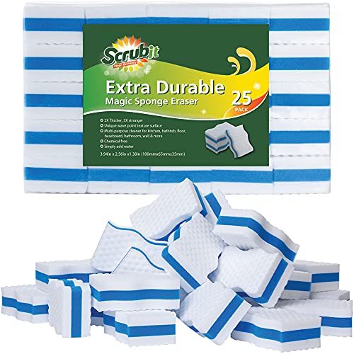 (25 Pack) Extra Durable Eraser Sponge by SCRUBIT - Kitchen, Bathroom, Floor & Wall Cleaner -Melamine Magic Cleaning Sponges -...