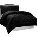 2pc Down Alternative Reversible Comforter Set Black and Twin Size