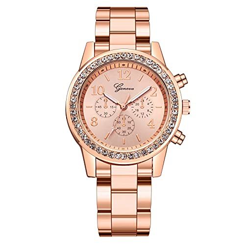 2PC Women's Crystal Accented Quartz Watch With Bracelet Fashion Business Casual Wristwatch Best Gift