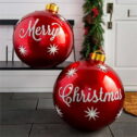 2pcs Christmas Decorations Inflatable Ball Ornament for Outdoor Yard Patio Giant Balloon Snow Globe Red