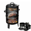 3-in-1 Vertical Charcoal Smoker Grill 3-Tier Smoker Barbeque Grill Round BBQ Grill Suitable for Outdoor Backyard Cooking Camping Hiking Hunting...