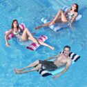 3 Pack Inflatable Pool Floats Hammock,Water Hammock Lounger, Multi-Purpose 4-in-1 Swimming Water Floating Rafts (Blue&Navy&Rose)