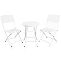3-Piece Patio Bistro Set, Metal Folding Outdoor Patio Furniture Sets, Stainless Steel Patio Conversation Set with Folding Patio Round Table...