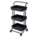 3-Tier Rolling Utility Cart Kitchen Trolley Rolling Storage Cart with Lockable Wheel and Handle Multifunction Heavy Duty for Kitchen Bathroom...