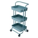 3-Tier Rolling Utility Cart Kitchen Trolley Rolling Storage Cart with Lockable Wheel and Handle Heavy Duty for Kitchen Bathroom Office