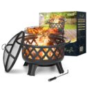 30 Inch Fire Pit BBQ 2 in 1 Wood Burning Fire Pits for Outside, Outdoor Round Fire Pit with Cooking...