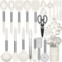 30-Piece Kitchen Utensils Set - Heat-Resistant Silicone Cooking Utensils with Turner, Spatula, Spoon, Tongs, Grater - Non-Melting, Non-Scratching - Dishwasher...