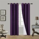 (#32) Hotel Quality Silver Grommet Top, Faux Silk 1 Panel Purple Solid Thermal Foam Lined Blackout Heavy Thick Window Curtain...