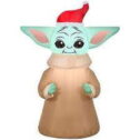 3.5 Foot Star Wars The Mandalorian Grogu with Santa Hat Christmas Light Up Inflatable