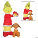 35 in. Airblown Animated Grinch Putting Santa Hat on Max Inflatable Christmas Outdoor Yard Decor