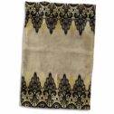 3dRose Vintage Design Black and Gold Floral Lace on Grunge Paper - Towel, 15 by 22-inch