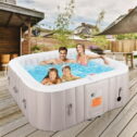 4-6 Person Outdoor Portable Inflatable Heated Hot Tub with 130 Bubble Jets, Square Inflatable Heated Pool Spa with Insulated Cover,...