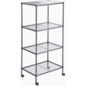 4-Tier Wire Storage Shelves, Adjustable Shelving Units with Wheels, Steel Metal Storage Rack for Kitchen Pantry Closet Laundry, Durable Organizer...