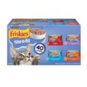 (40 Pack) Friskies Wet Cat Food Variety Pack, Shreds Beef, Turkey, Whitefish, and Chicken & Salmon, 5.5 oz. Cans