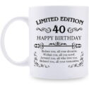 40th Birthday Gifts for Women Men - 11 oz Coffee Mug - 40 Year Old Present Ideas for Mom, Dad,...