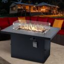 44 inch Gas Fire Pit Table, SYNGAR 2-in-1 55,000 BTU Propane Gas Fire Pit Table, Outdoor Propane Fire Pit with...