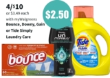 STOCK UP On Laundry Products! Tide, Downy and Bounce Just $2.50!