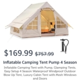 HUGE Inflatable Camping Tent Pump 4 Season $169.99