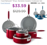 $33.59 (was $129.99) Food Network 10-pc. Nonstick Cookware Set