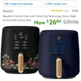 Beautiful 3 Qt Air Fryer with TurboCrisp Technology, Starry Night by Drew Barrymore ONLY $26.XX