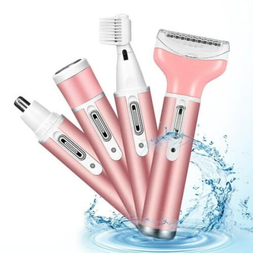 4 in 1 Women Electric Shaver Rechargeable Waterproof Razor Painless Epilator Body Hair Remover Nose Hair Beard Bikini Trimmer Eyebrow...