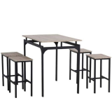 5-Piece Grey Modern Kitchen Table Set with Footrests and Metal Legs on Sale At The Home Depot