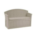 50 gal Resin Patio Storage Bench, Light Taupe