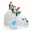 5.5ft Penguins on Polar Bear - Christmas Inflatable by Seasonal LLC
