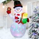5ft Christmas Inflatables Christmas Decorations Outdoor, Inflatable Snowman Penguin Yard Decorations with Rotating LED Lights for Indoor Outdoor Christmas Decorations...