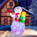 5Ft Inflatable Snowman Christmas Outdoor Decoration Blow Up Snowman with Upgrade Rotating LED Lights for Holiday/Party/Xmas/Yard/Garden Decorations