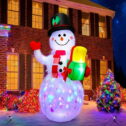 5FT Inflatable Snowman Decoration with Rotating LED Lights - for Outdoor and Indoor Holiday Decorations, Christmas Parties and Lawn Decor