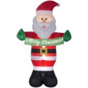 5 ft. W x 8 ft. H Inflatable Animated Santa with Banner Merry Christmas