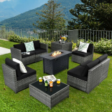 Outdoor Patio Set 6 Person Seating With Fire Pit 63% Off!!