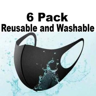 (6 Pack) Reusable Lightweight Three-Dimensional Face Mask Black Dust-Proof Anti-Fog Sunscreen Anti-Pollen...