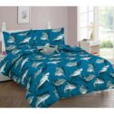 6-PC TWIN SHARK BLUE Complete Bed In A Bag Comforter Bedding Set With Furry Friend and Matching Sheet Set for...