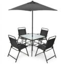 6-Piece Outdoor Patio Dining Set with Umbrella - 6 pieces - 9.5 - Experience stylish outdoor dining with shade and...