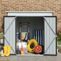 6' x 4' Outdoor Metal Storage Shed, Tools Storage Shed, Galvanized Steel Garden Shed with Lockable Doors, Outdoor Storage Shed...