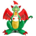 6 Ft Airblown Inflatable Fire Breathing Christmas Dragon w Santa Hat Cup Coco