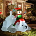 6FT Christmas Inflatable Polar Bear with Elf, Blow Up Outdoor Yard Decorations with Light Inflatable Christmas Decorations for Xmas Holiday...
