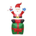 6 FT Christmas Inflatable Santa Claus Outdoor Decoration for Yard, Xmas Santa Giant Blow up Santa on Gift Bag, Holiday...