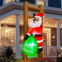 6 FT Hanging Christmas Inflatables Decorations Black Santa Claus with Gift Bag Climbing on Ladder, Blow Up Yard Decorations Outdoor...