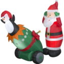 6 ft. L Christmas Airblown Inflatables Lightshow Santa and Penguin