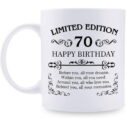 70th Birthday Gifts for Women Men - 11 oz Coffee Mug - 70 Year Old Present Ideas for Mom, Dad,...