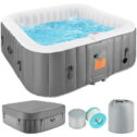 73 Inch 4-6 Person Inflatable Hot Tub Spa with Control Panel, Outdoor Portable Hottub with 130 Jets, Insulated Tub Cover...