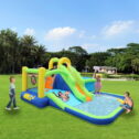 7 in1 Inflatable Slide Water Park Bouncing House for Kids, Outdoor Garden Bouncer with Water Gun & Climbing Wall &...