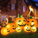 8 FT Long Halloween Inflatables Pumpkin Decorations with Build-in LED Lights, Halloween Pumpkin Stack Blow Up for Indoor Outdoor Lawn...