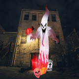 Halloween 9ft Inflatable Ghost with Tombstone Hot Price Drop With Code!