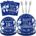 96PCS 18th Birthday Party Tableware Set 18th Birthday Party Supplies 18th Birthday Plates and Napkins 18th Birthday Party Decorations for...