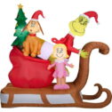 9 Ft Wide Grinch with Max and Cindy Lou on Sleigh Christmas Inflatable