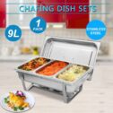 9L Chafing Dish Triple Buffet Chafer Server Stainless Steel Stove W/ Folding Frame For Party,Entertaining & Holidays